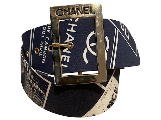 Chanel Belts Navy blue Cloth  ref.422044