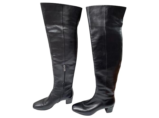 Gianvito Rossi Black leather thigh boots  ref.422183