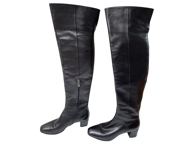 Gianvito Rossi Botas de coxa de couro preto