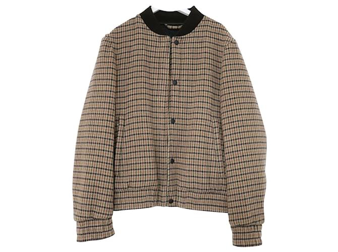 Joseph Tay Dogtooth Coat Bomber Jacket Brown Wool  ref.422201