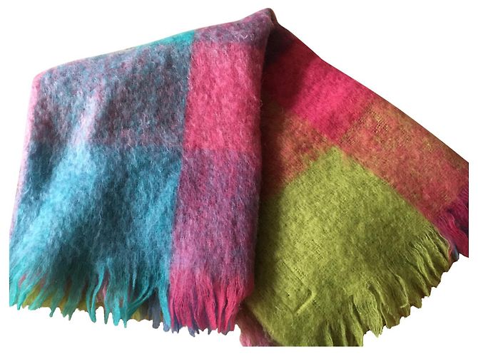 Autre Marque Multicolor Mohair Plaid Scarf Multiple colors