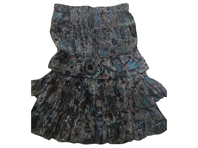 Falda de seda con volantes Isabel Marant Etoile azul claro