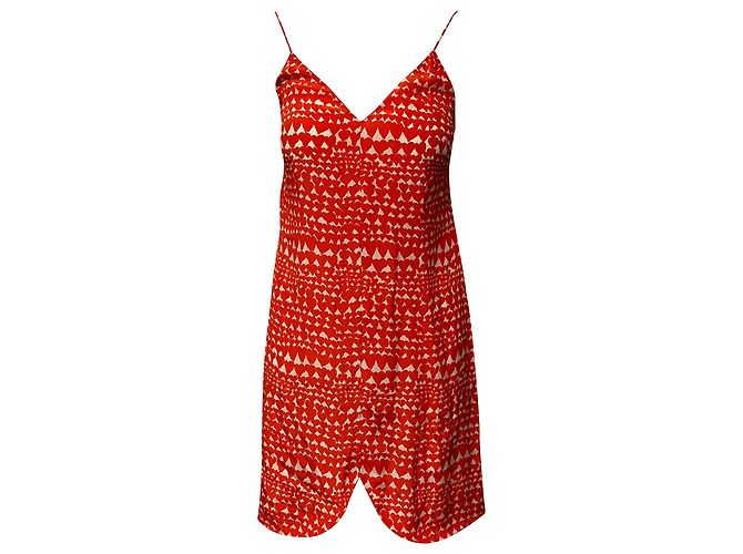 Stella Mc Cartney Stella Mccartney Abito sottoveste con stampa cuori in seta rossa Rosso