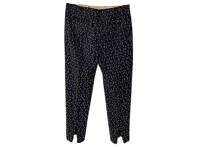 Calças Chloé Pattern em Lã Azul Marinho