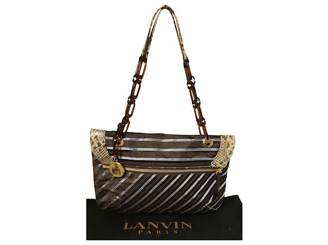 Bolsa Lanvin Happy em lona e python Multicor 