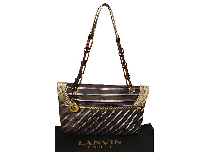 Lanvin Happy Bag Canvas and Python Multiple colors