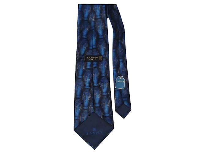 Lanvin Krawatten Schwarz Blau Seide  ref.422541