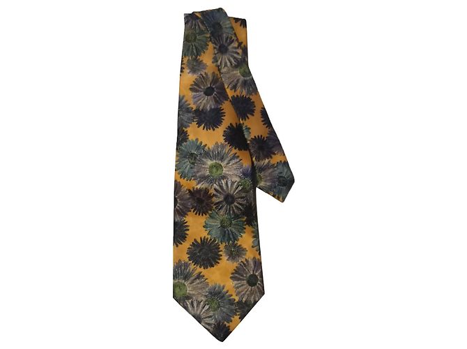 Cravatta Lanvin in seta gialla e verde Giallo 