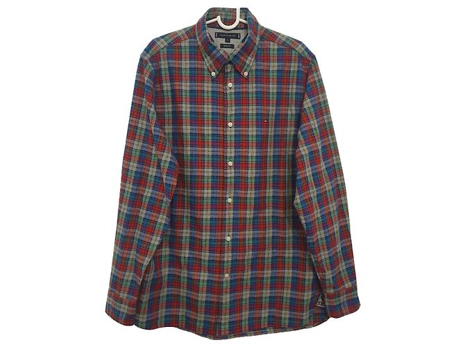 Camicia Tommy Hilfiger in cotone con motivo tartan a maniche lunghe M Multicolore