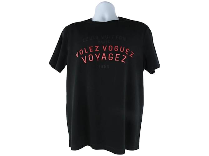 Louis Vuitton Camiseta masculina grande preta x vermelha Volez Voguez Voyagez  ref.422604