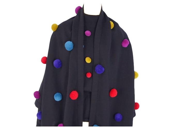 Christian Dior Cape Shawl Vêtements d'extérieur Laine Noir Multicolore  ref.422641