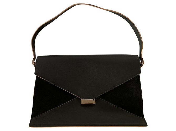 Céline Bolsa de ombro em couro preto Diamond