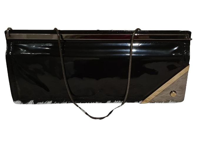 Pochette Lanvin en cuir verni noir