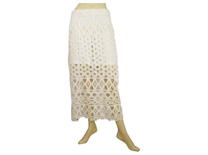 Dondup White Lace Calf Length Summer Skirt w. inner shorts  ref.422704
