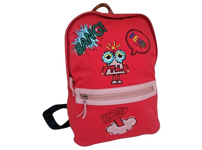 Fendi red backpack with patch