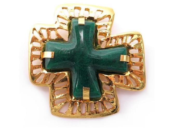 Other jewelry VINTAGE CHRISTIAN LACROIX CROSS BROOCH IN GOLD METAL