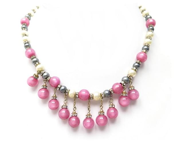 NUEVO COLLAR VINTAGE CHRISTIAN DIOR 44 CM EN PERLAS ROSAS Y PIEDRAS DE  SWAROVSKI ref.423388 - Joli Closet