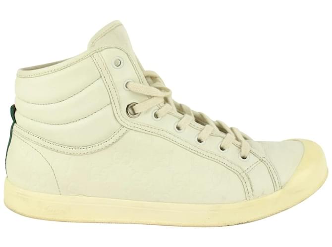 Gucci Uomini 8.5 Sneaker Web in pelle ssima bianca avorio US Mystic White  ref.423479