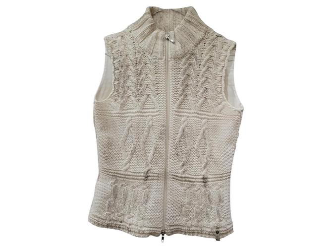 Trussardi plaited wool vest Eggshell Acrylic  ref.423488