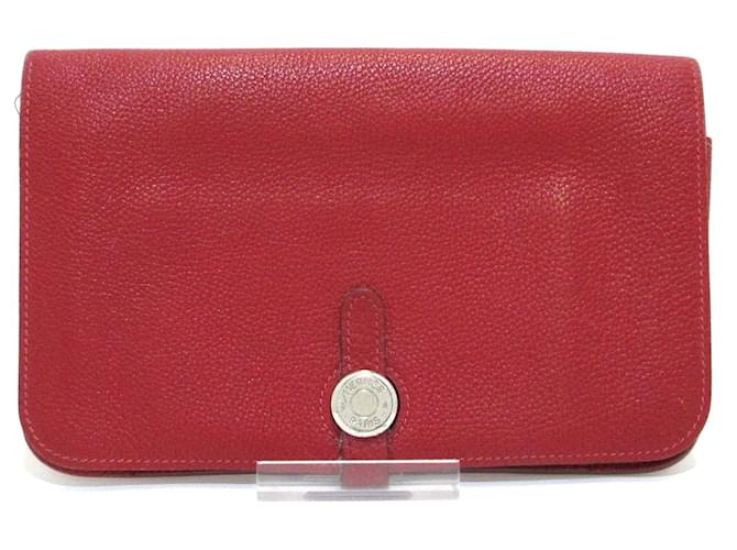 Hermès Hermes wallet Red Leather  ref.423581