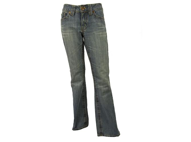 Autre Marque Seven 7 Washed Blue Jeans Denim Pants – sz 30 Red stitching Cotton  ref.423697