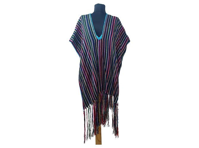 Autre Marque Miguelina Poncho mehrfarbig gestreift Mehrfarben
