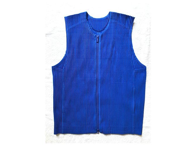 Issey Miyake Royal Blu Weste Homme Plissé