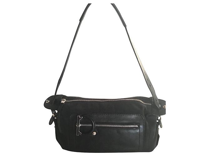 Borsa Salvatore Ferragamo in pelle e tela nera Nero