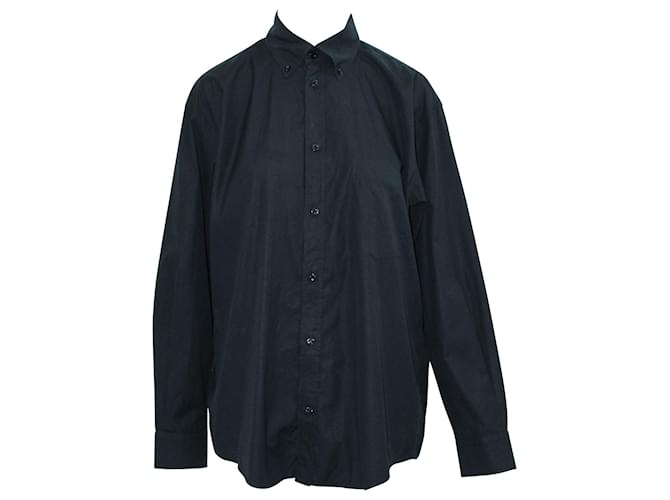 Camisa extragrande de manga larga en algodón negro Balenciaga  ref.424087