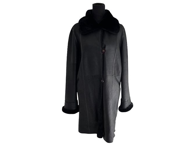 Abrigo de piel negro Yves Salomon