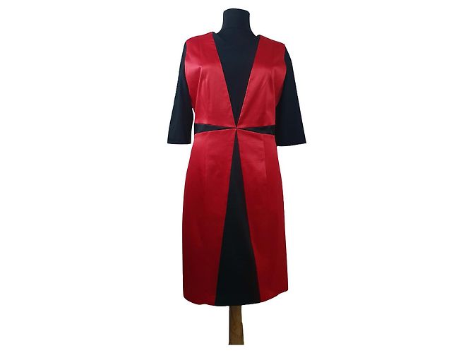 Marcel Ostertag Seidenkleid Schwarz Rot M