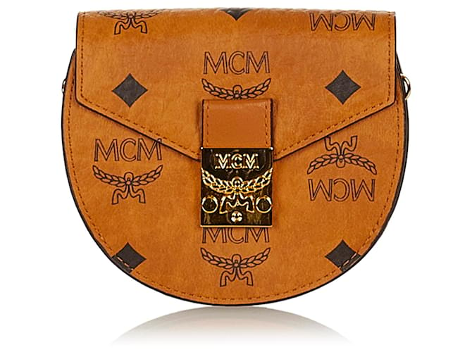 MCM Brown Visetos Leather Crossbody Bag Pony-style calfskin ref