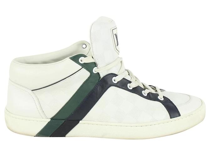 Louis Vuitton men's 8.5 US Greenx White Damier Infini Leather Sneaker  ref.424956