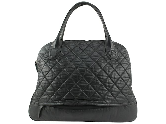 Chanel XL Black Quilted Cocoon Dome Satchel Leather  ref.425827