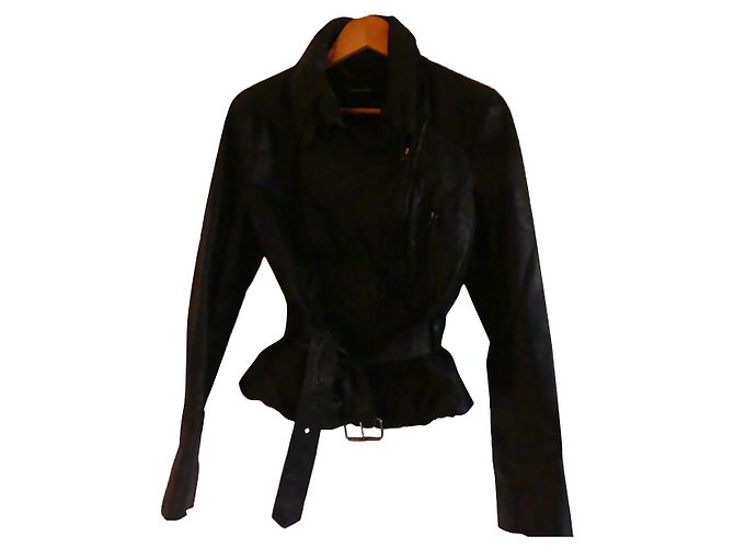 Muubaa Black Leather Biker Jacket