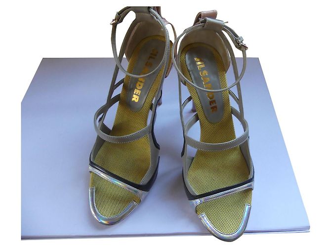 Sandali Jil Sander Rosa Multicolore in Pelle Grigio antracite