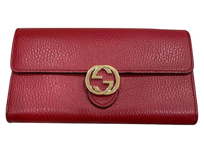 Gucci Interlocking Continental Wallet Red Leather