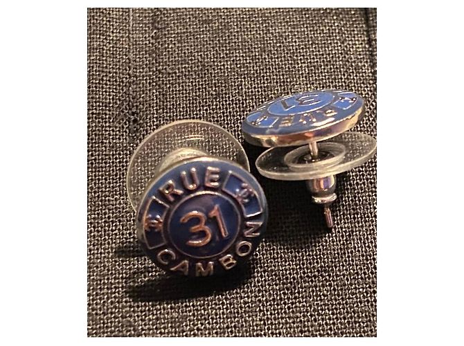 Pendientes de Chanel 31 rue cambon Plata Azul