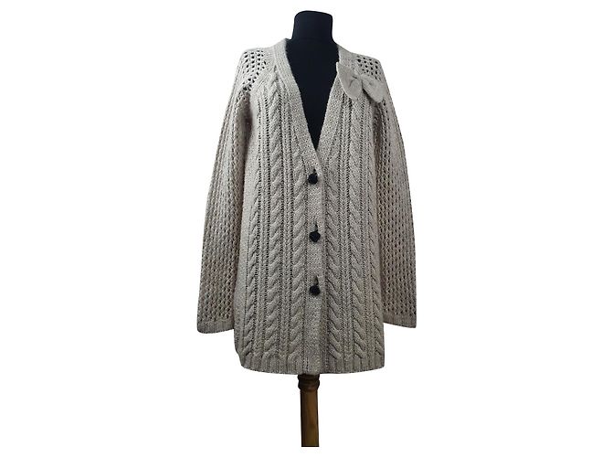 Twin Set Strickjacke Beige Wolle Alpaka