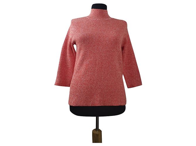 Ganni Michi Rippstrickpullover rot melange