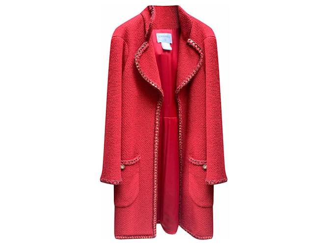 Chanel 11K$ Cappotto in tweed SALZBURG con finiture a catena Rosso  ref.426016