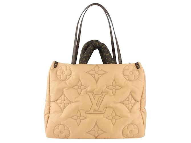 Louis Vuitton Beige Puffer Quilted Pillow Onthego GM 2Way Tote Bag