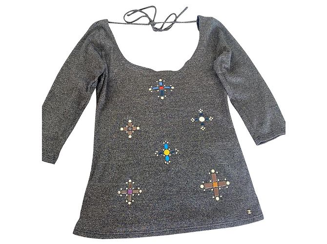 Camicetta Chanel in cotone grigia Grigio