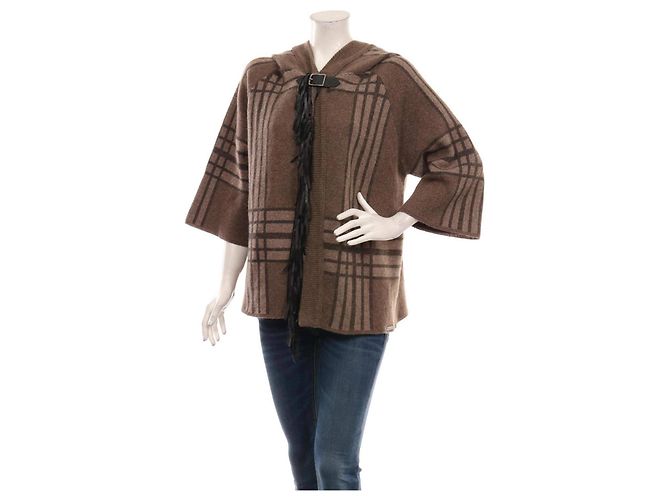 Liu.Jo Strickjacke mit Kapuze Braun Beige Wolle