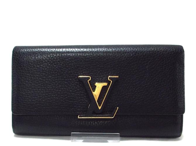 Capucines Louis Vuitton Monederos, carteras, casos Negro Cuero  ref.426440