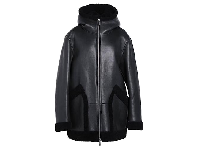 Dsquared2 leather trimmed coat,  Gr. IT 38 , NEW Black  ref.426441