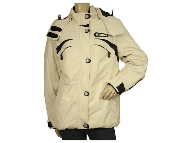 Colmar White Ski Winter Hooded Zipper Jacket size 42 Polyamide  ref.426497