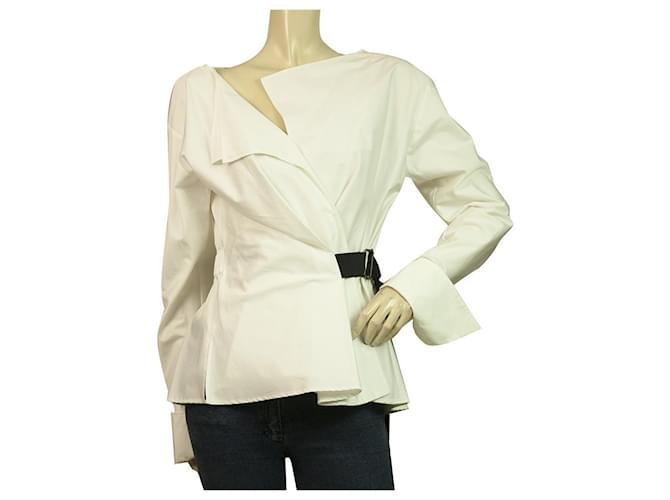Jil Sander White Wrap Style Leichte Baumwoll-Sommerjacke Größe 40 Weiß Baumwolle  ref.426505