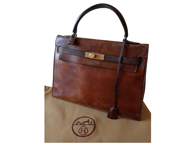 Rara ed eccezionale borsa Hermès Kelly venduta con la sua dustbag Marrone chiaro Pelle  ref.426532