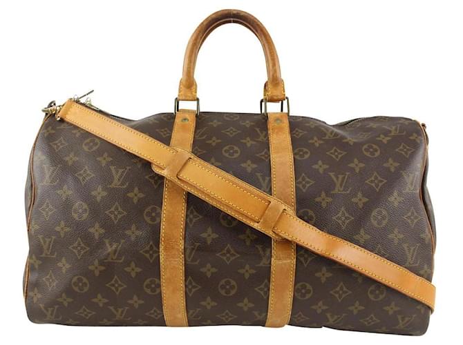 Louis Vuitton Monogram Keepall Bandouliere 45 Duffle Bag with Strap Leather  ref.426642